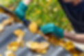 Cleaning leaves from gutters