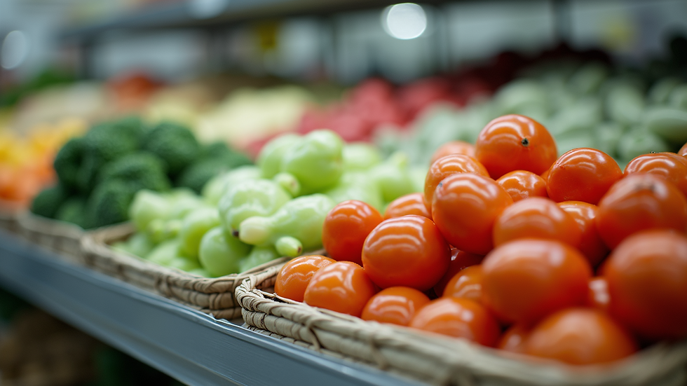 Close-up view of packaged frozen vegetables ready for shipment