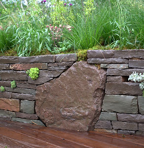 Boulders in dry stone wall at Chelsea Flower Show