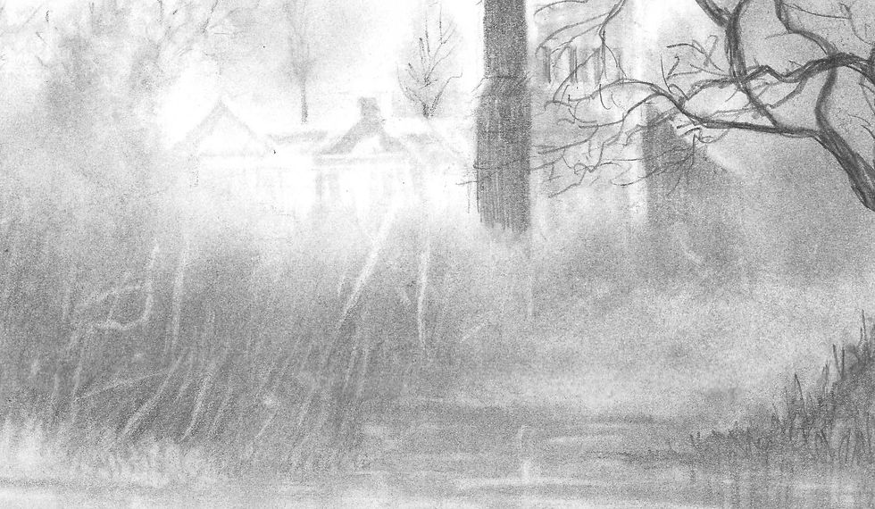 Thumbnail: Original Winter Church Scene Graphite Drawing