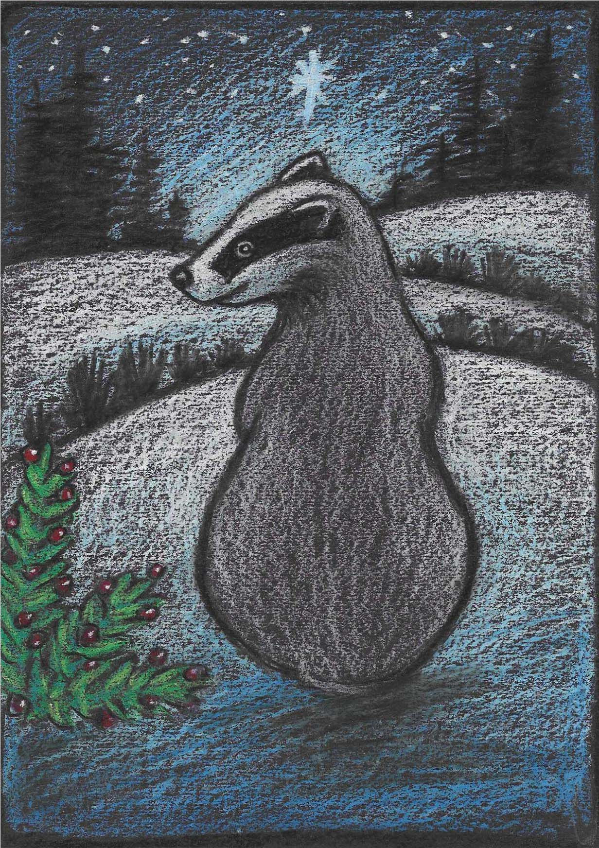 Badger in Oil Pastel - Original Painting