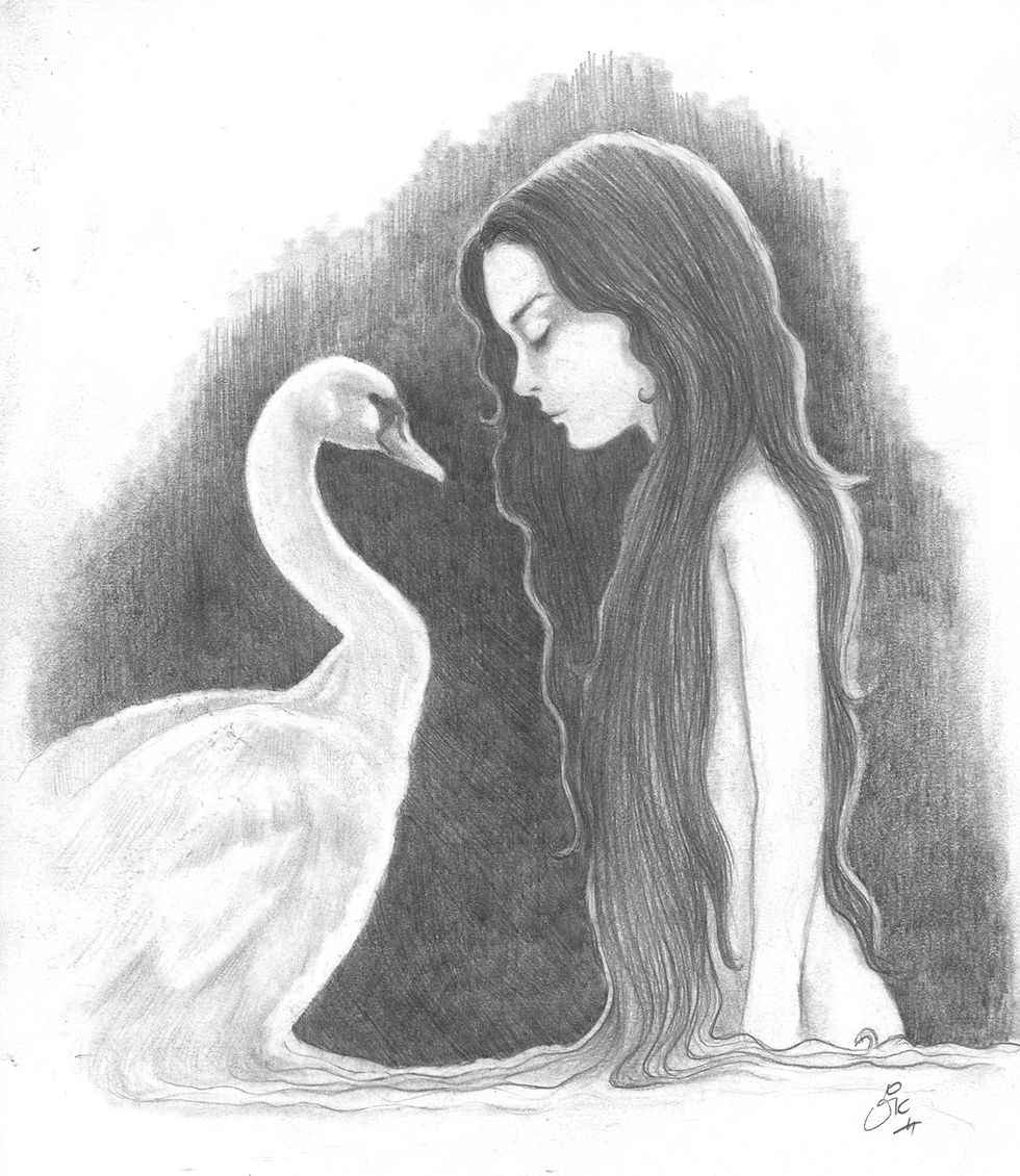 'Leda and the Swan' Original Sketch vicwebsite2017