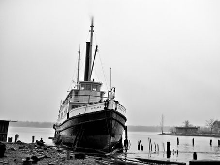 The steamer Hatteras on the railway at Myer's shipyard, Washington. Myers was a contemporary of the Farrow Shipyard. 