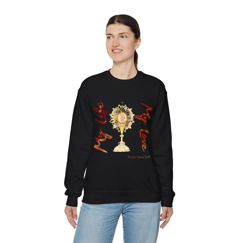 Thumbnail: MY LIFE MY LOVE Eucharistic Heavy Blend™ Crewneck Sweatshirt
