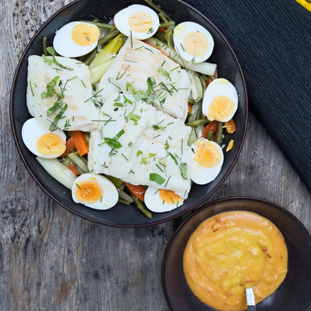 Aïoli de cabillaud aux légumes, retour du marché