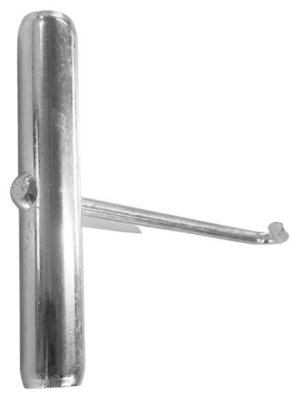 Thumbnail: Metal pole with attached metal arm. Supporting a saddle. IN CAR SADDLE RACK