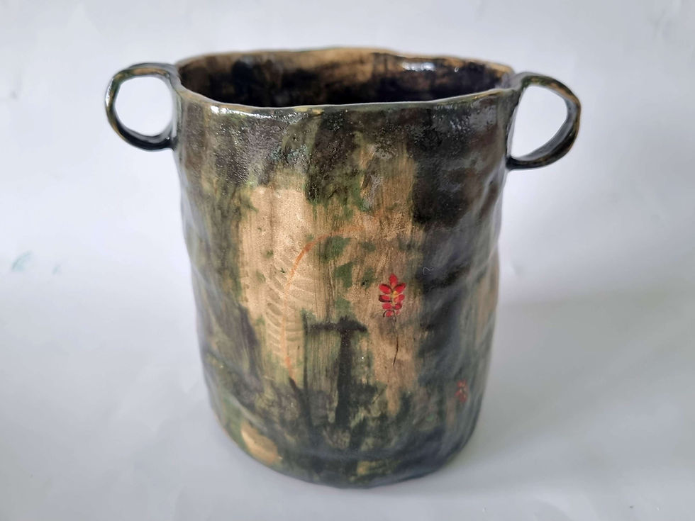 Thumbnail: Short, Green flower pot (Medium)