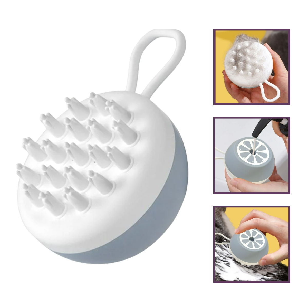 Petz Groom Buddy Cepillo de Baño Dispensador de Shampoo y Masajeador