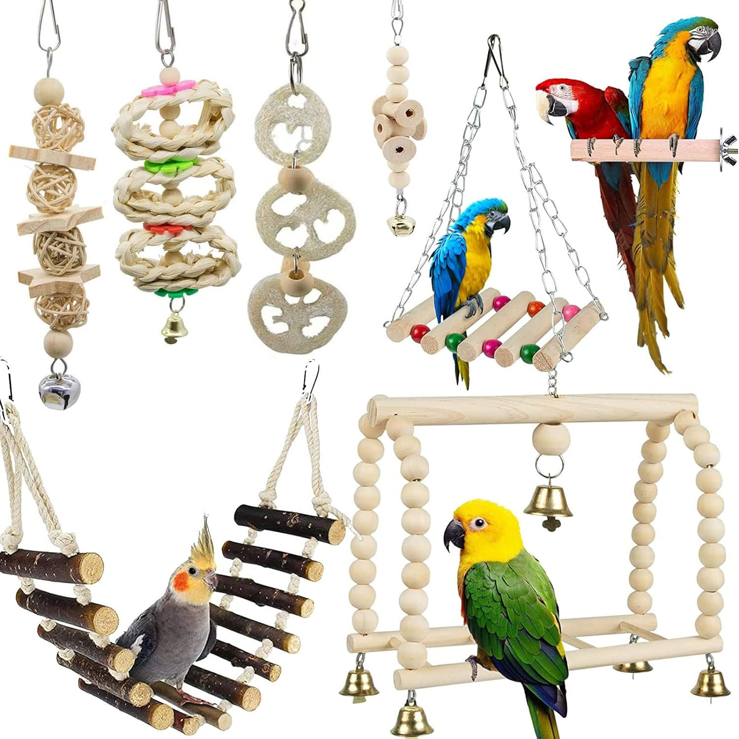 Petz Avian Playground Set de Juguetes para Aves de Fácil Instalación 8 piezas