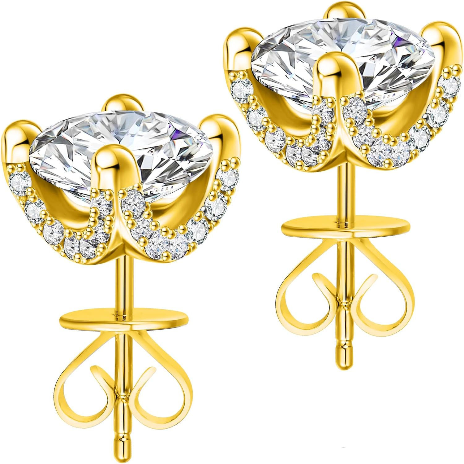 HOGFELS ARETES ROYAL GLOW | Plata 925 Inmersión Oro 18K | Gemas Brillantes