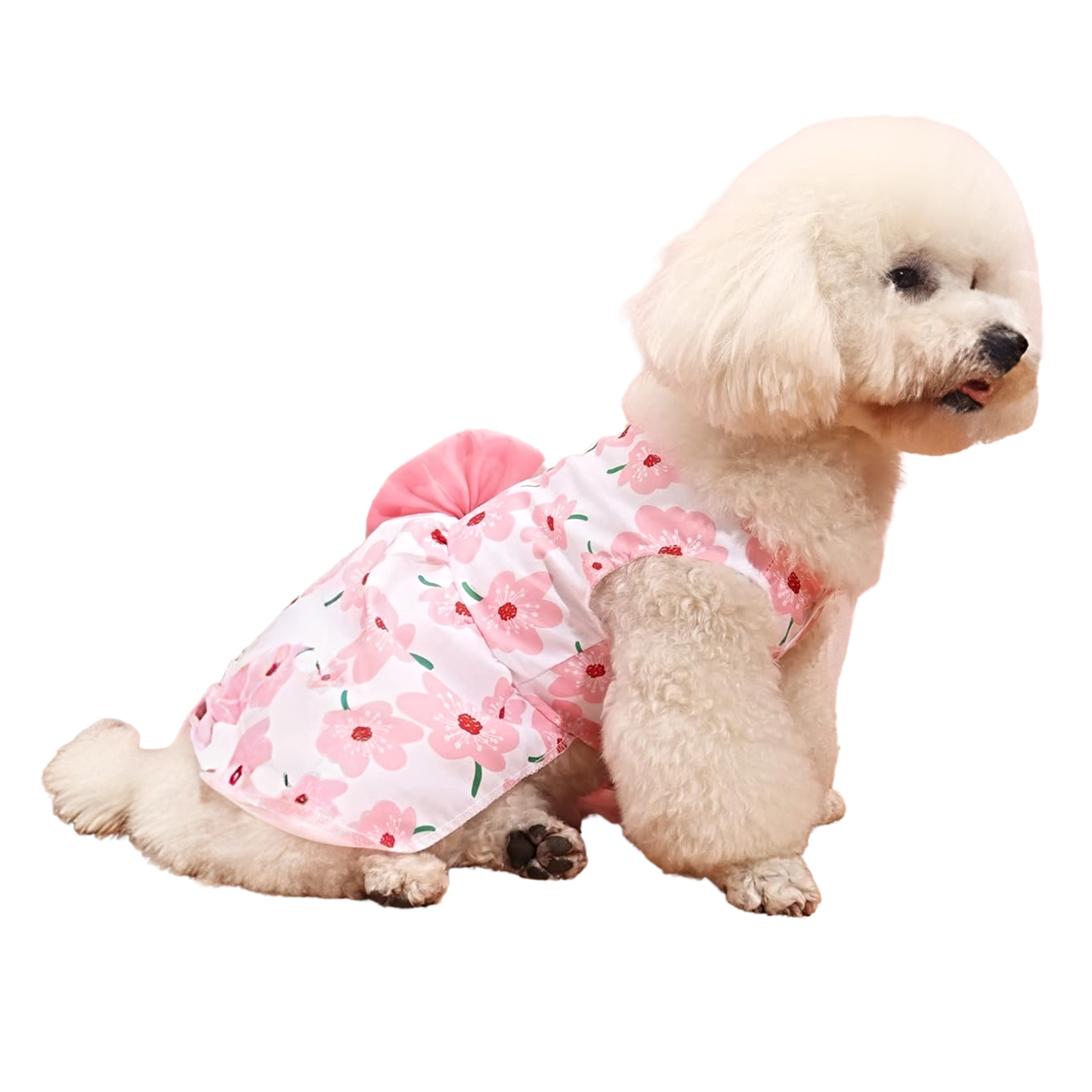 Petz Paw Couture Vestido Diseño Floral con Moño Talla Chica Color Rosa