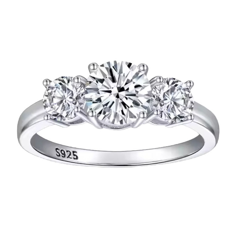 TRINITY SHINE Anillo #6 Plata .925 Inmersión Oro Blanco 18k Gemas Brillantes 3ct