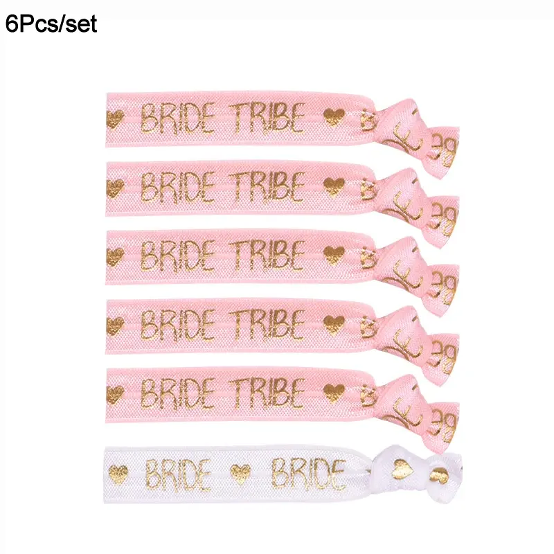 Thumbnail: 6/11pcs Bachelorette Party Wristbands Team Bride Hair Ties