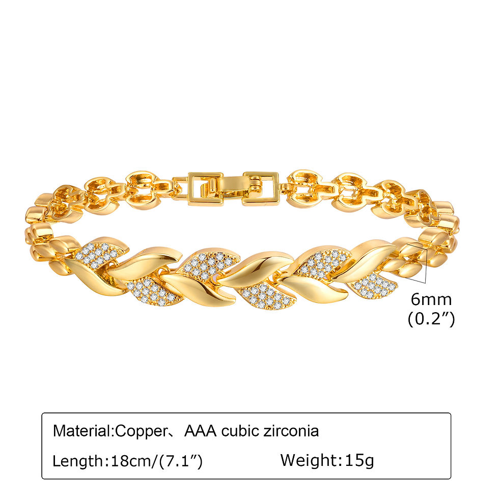 Thumbnail: Paperclip Chain Bracelet 14K Gold Plated Cubic Zirconia Watch Strap Chunky Link 