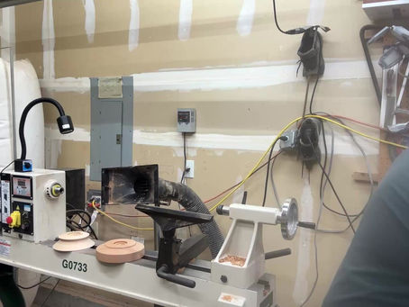 Woodturning a Juniper pedestal bowl. 