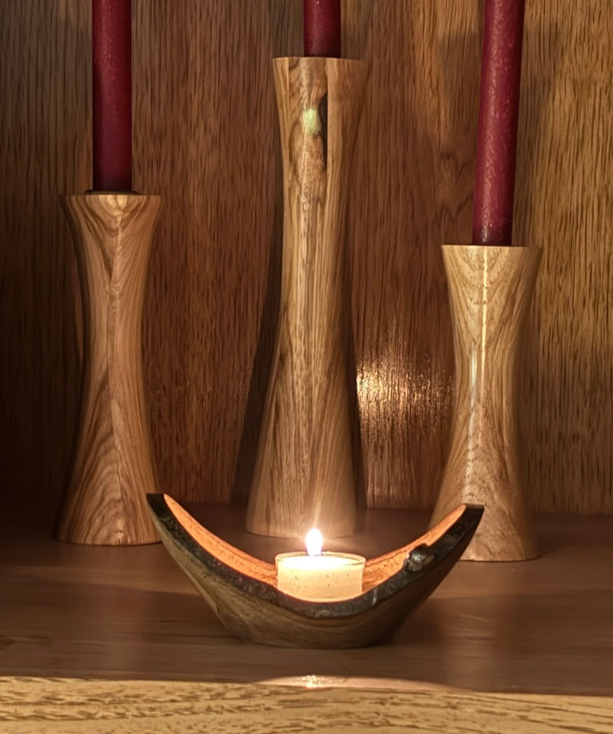 This shallow red oak bowl is meticulously handcrafted to enhance your home decor.