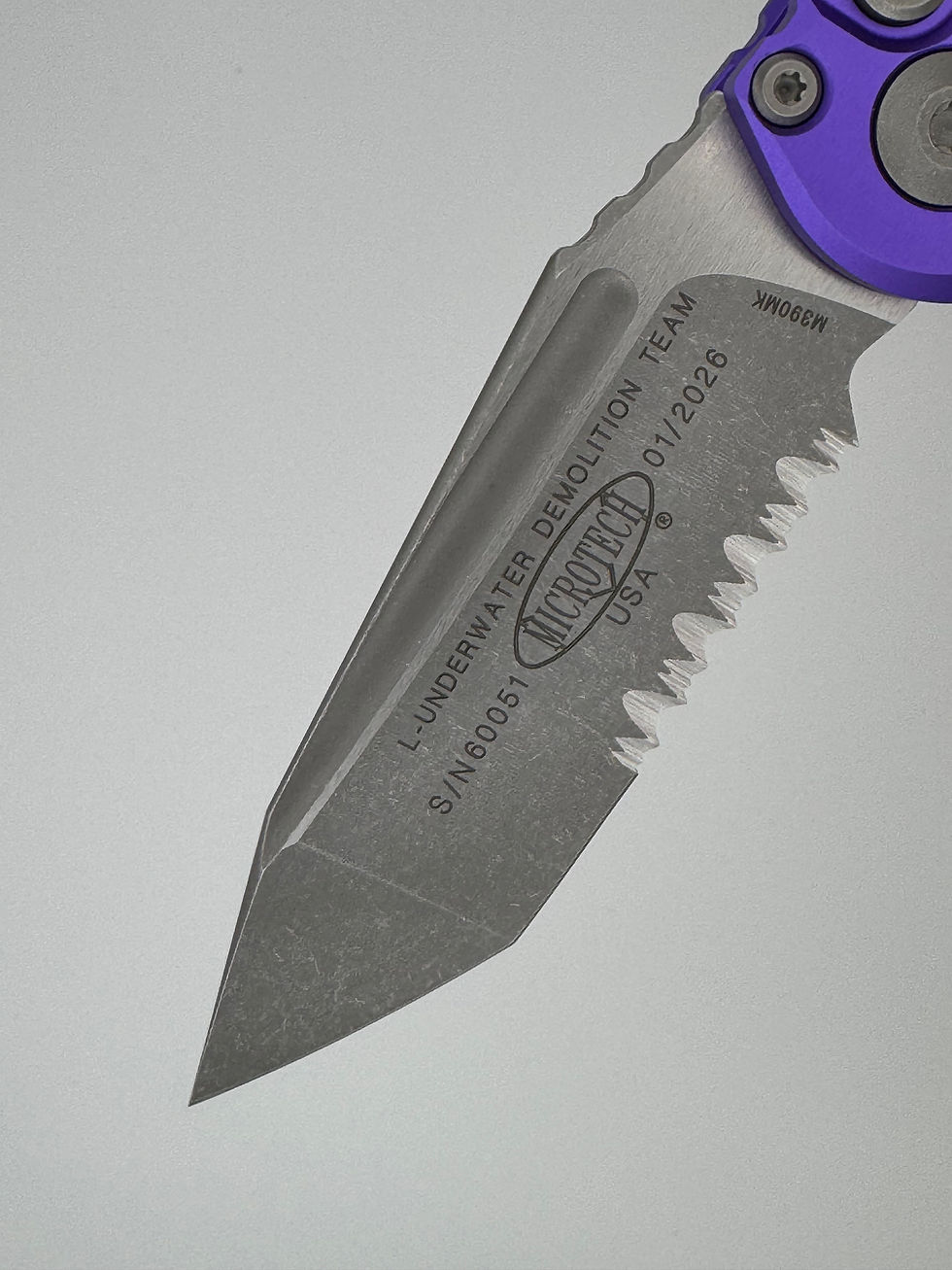 Thumbnail: Microtech L.U.D.T.® GEN III T/E APOCALYPTIC PART SERRATE PURPLE