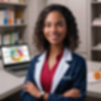 Nutricionista em frente ao computador.