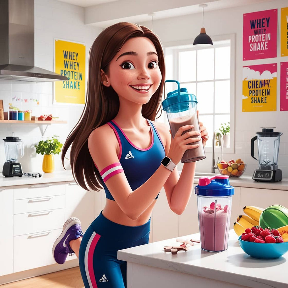 Ilustração de pessoa bebendo whey protein