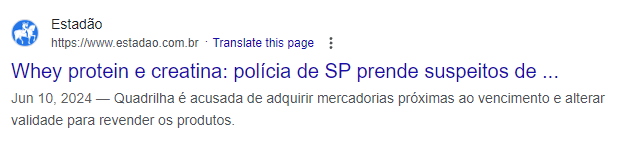 Golpe Creatina. Fonte: Estadão