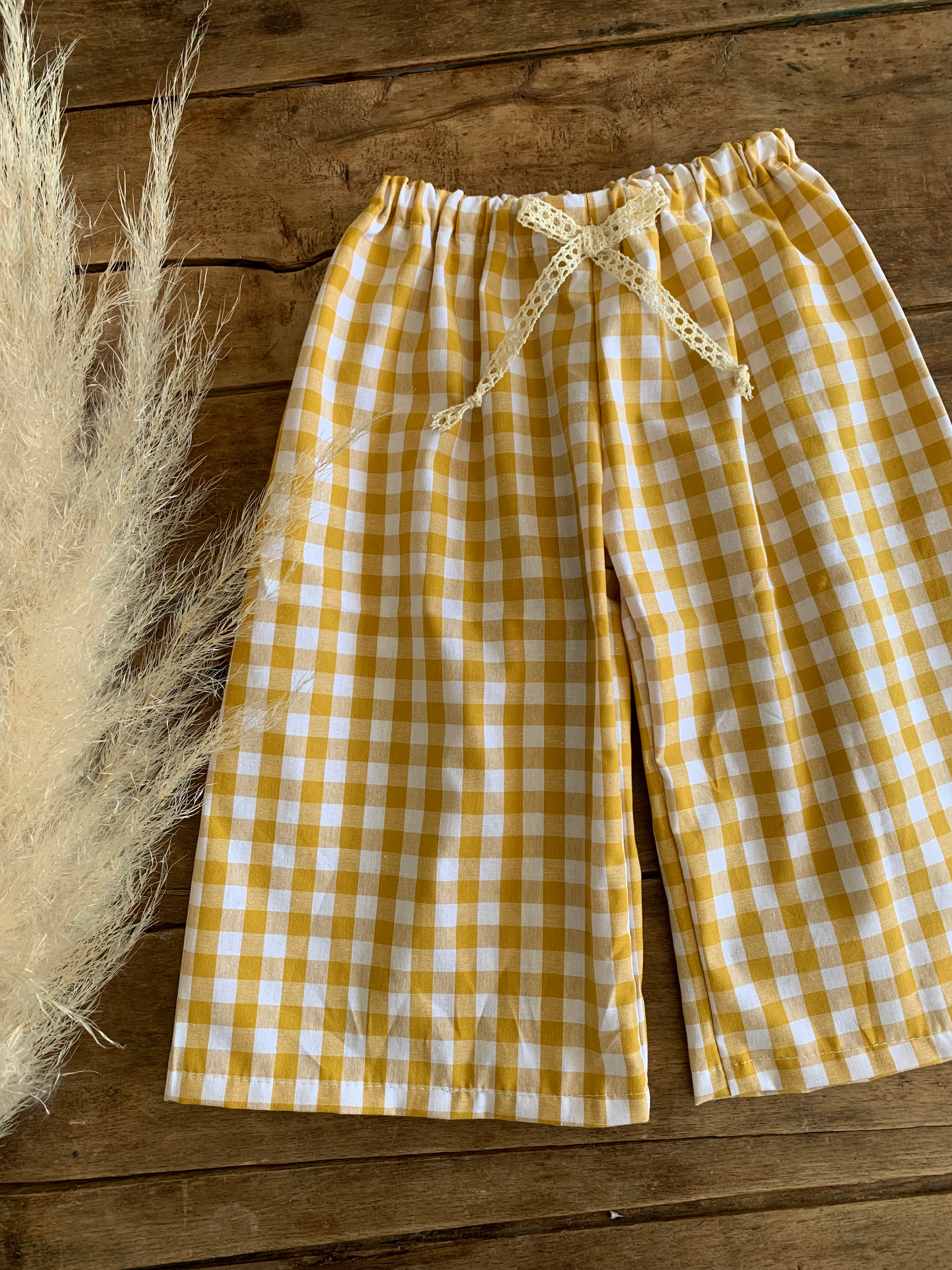 Pantalon vichy moutarde 