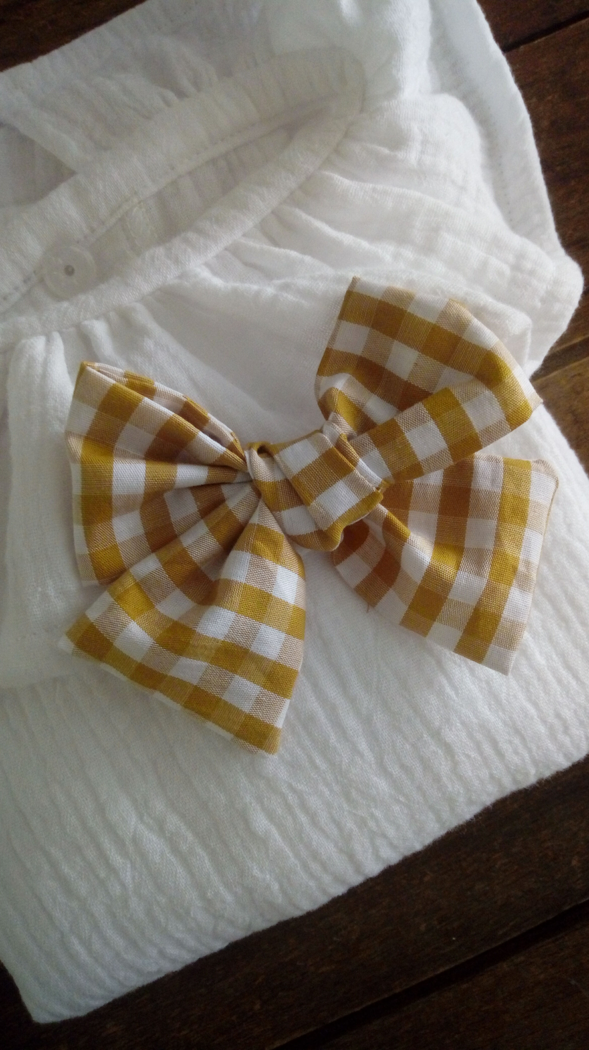 Barrette vichy moutarde