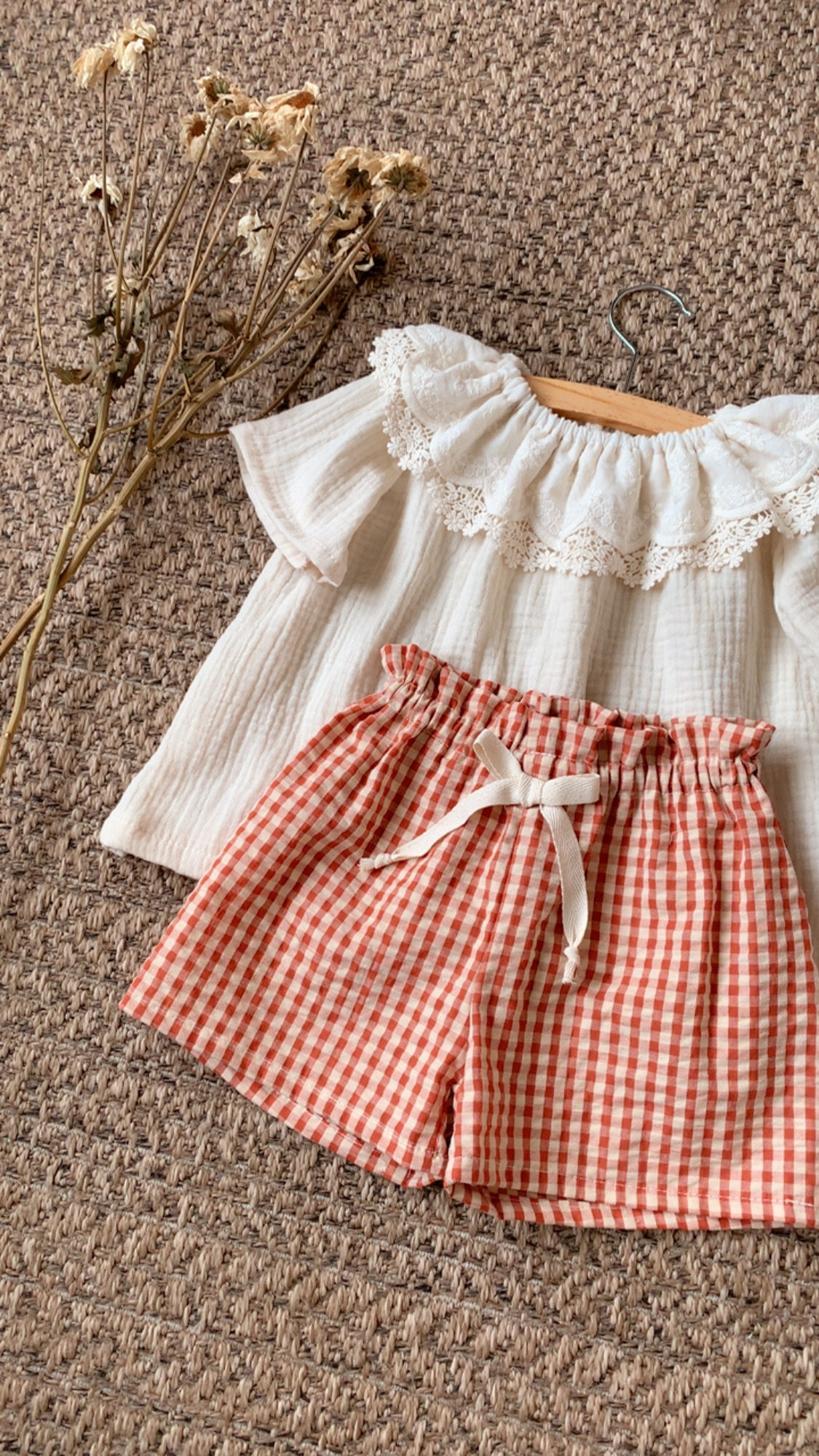 Short ou pantalon vichy cognac 