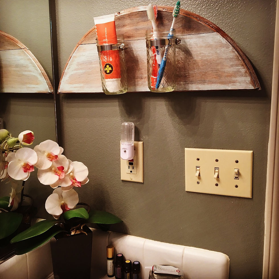 Thumbnail: Decorative Mason Jar Holder made with Half Wine Barrel Cap