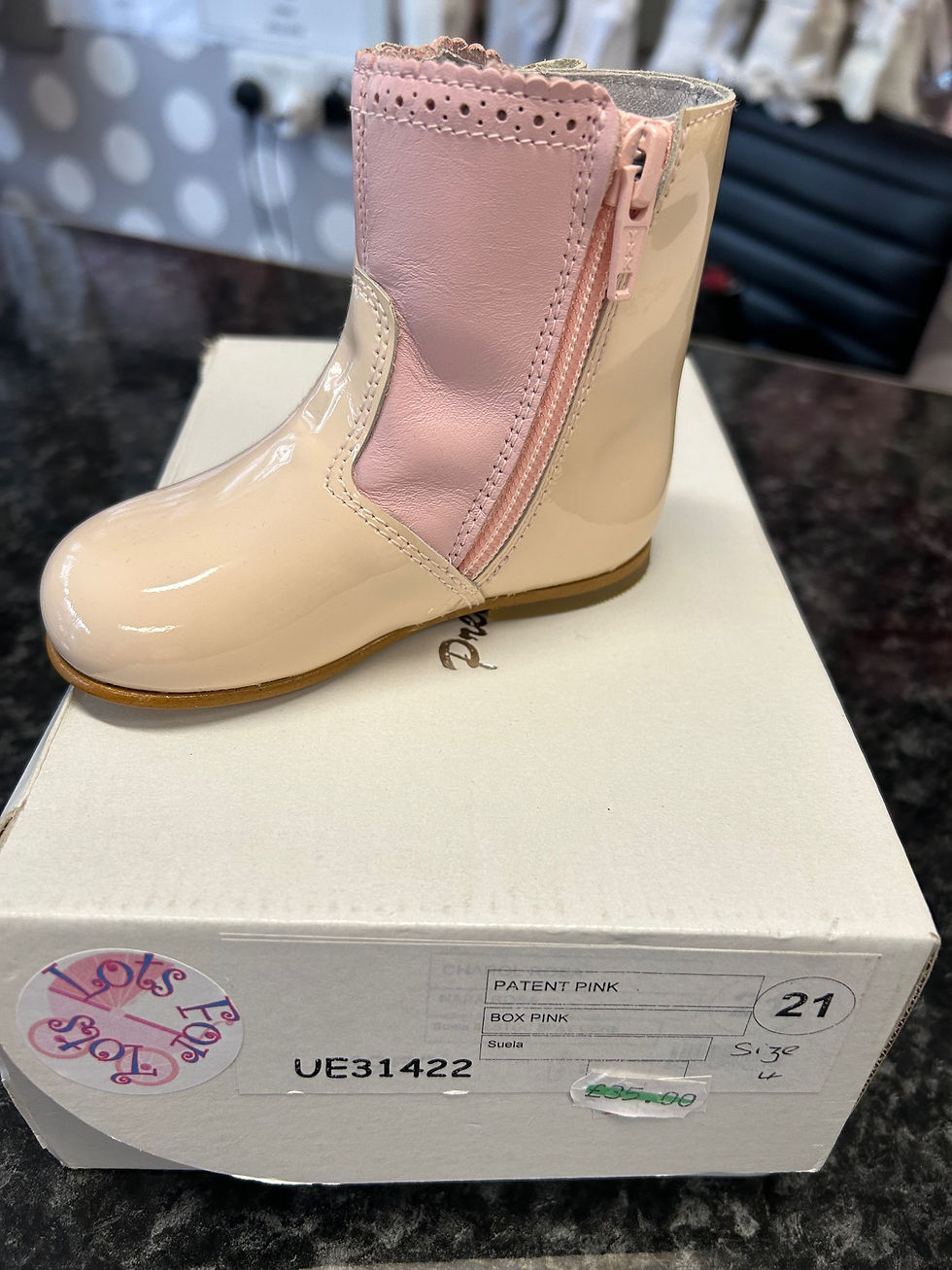 Thumbnail: Pink patent 2 tone ankle boots 