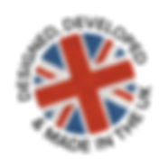 Sontronics MADE IN UK logo showing Union Jack flag in circle surrounded by text: Designed, developed & made in the UK