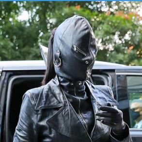 Kim Kardashian Covers Her Whole Face With Head-to-Toe Leather Outfit in NYC During Fashion Week