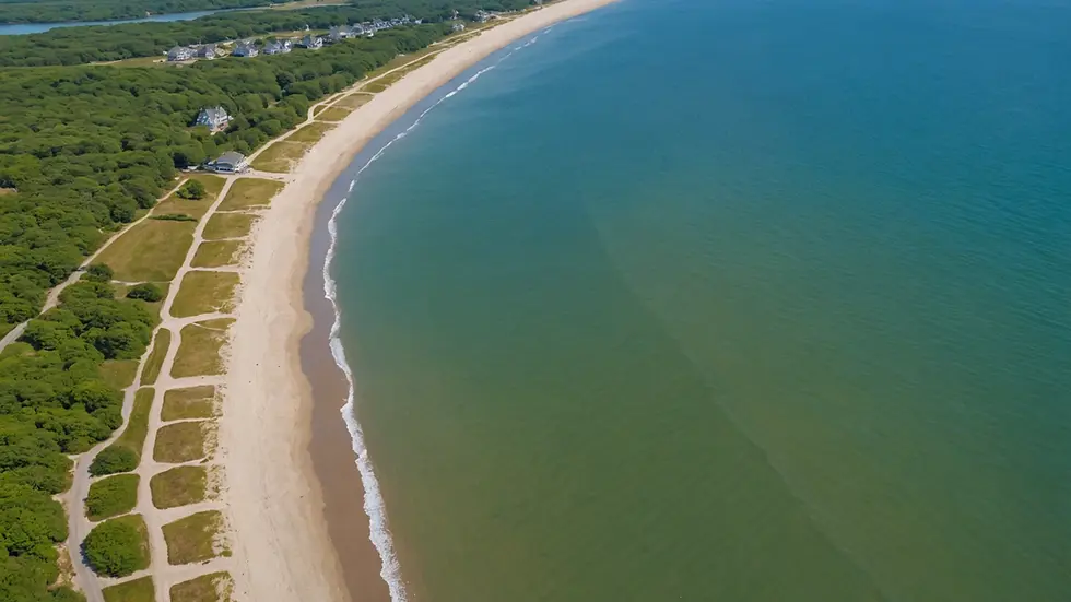 High angle view of a picturesque Cape Cod beach