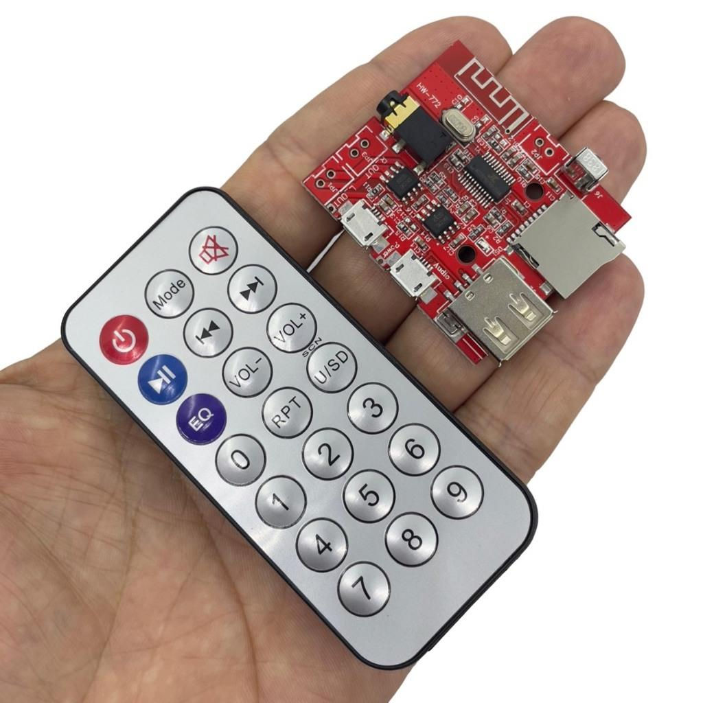 MP3 Kumandalı Bluetooth Amfi Modülü SD Kart + USB Girişli Ses Kartı