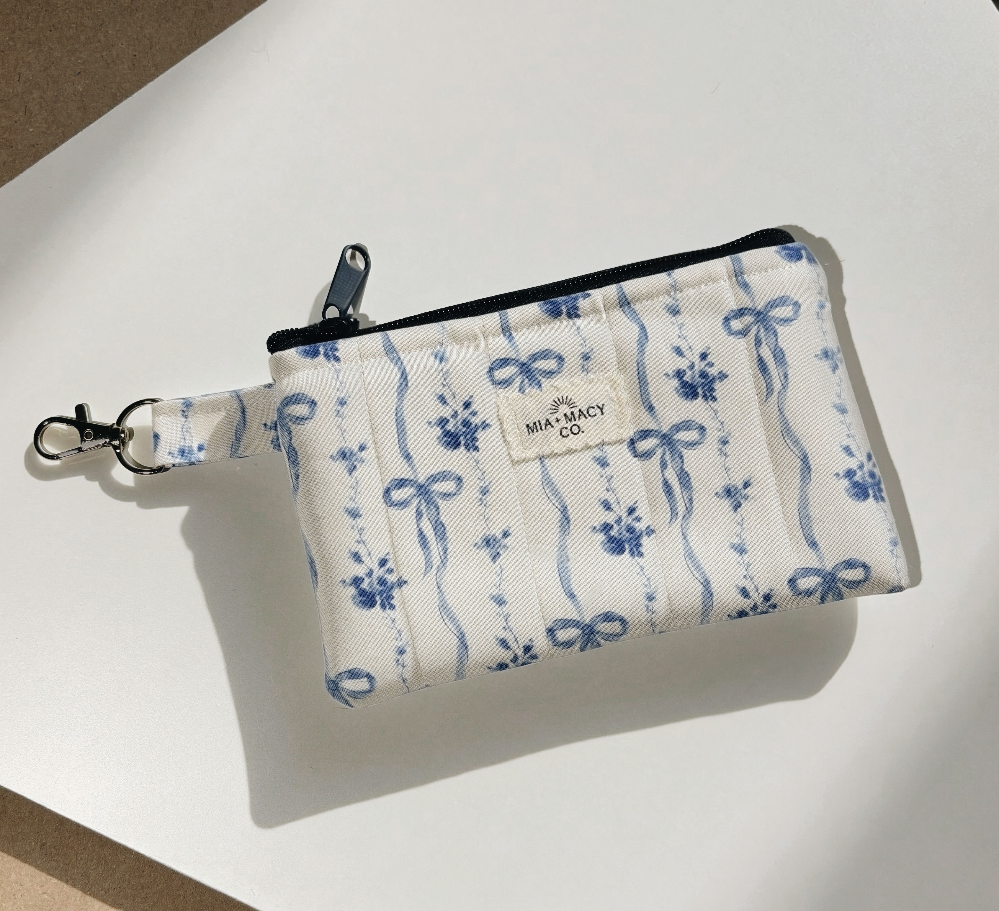 Quilted Wallet Zip Pouch (Bow & Blossom)