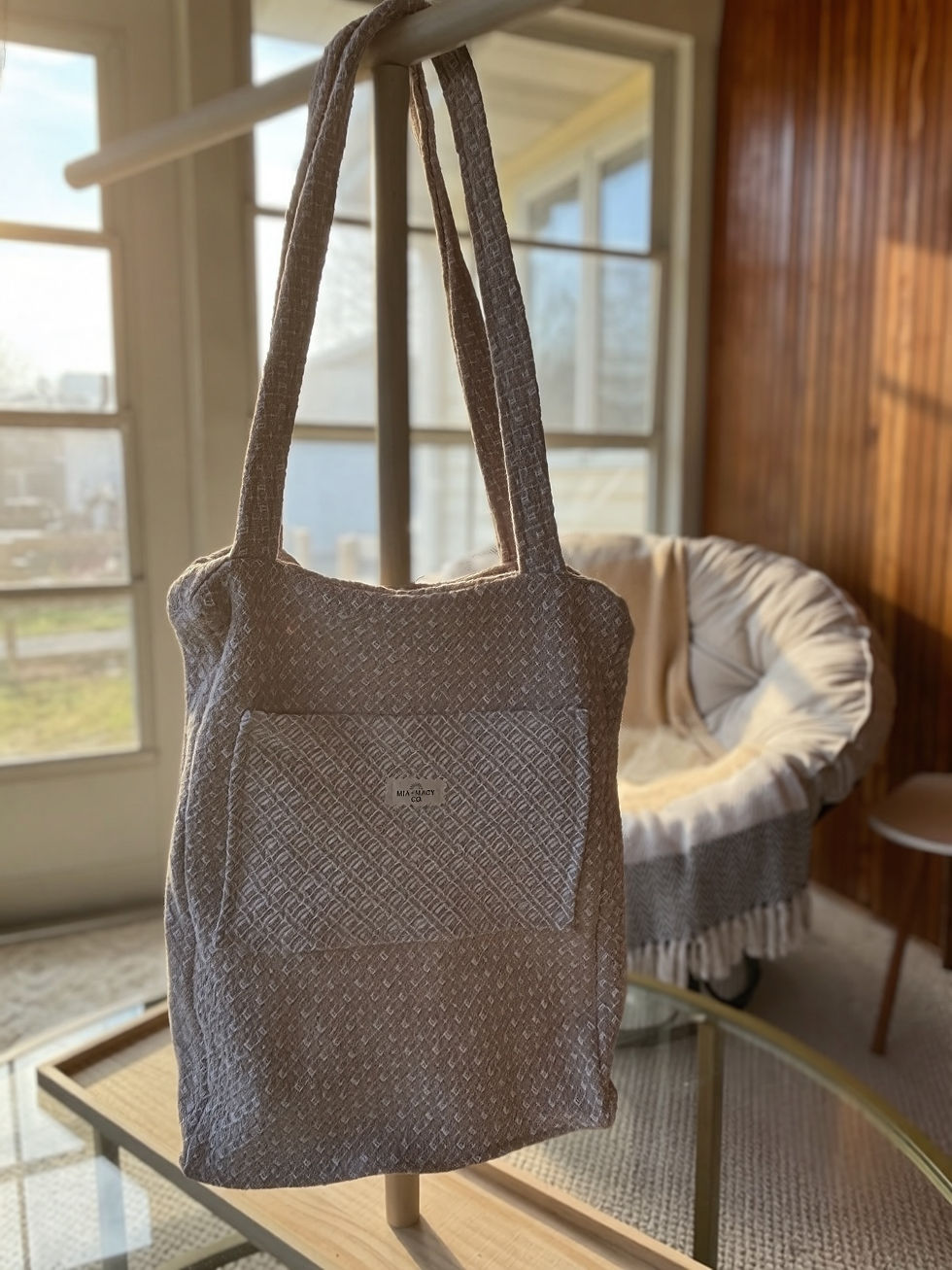 Thumbnail: Woven Tote (Tan & White)