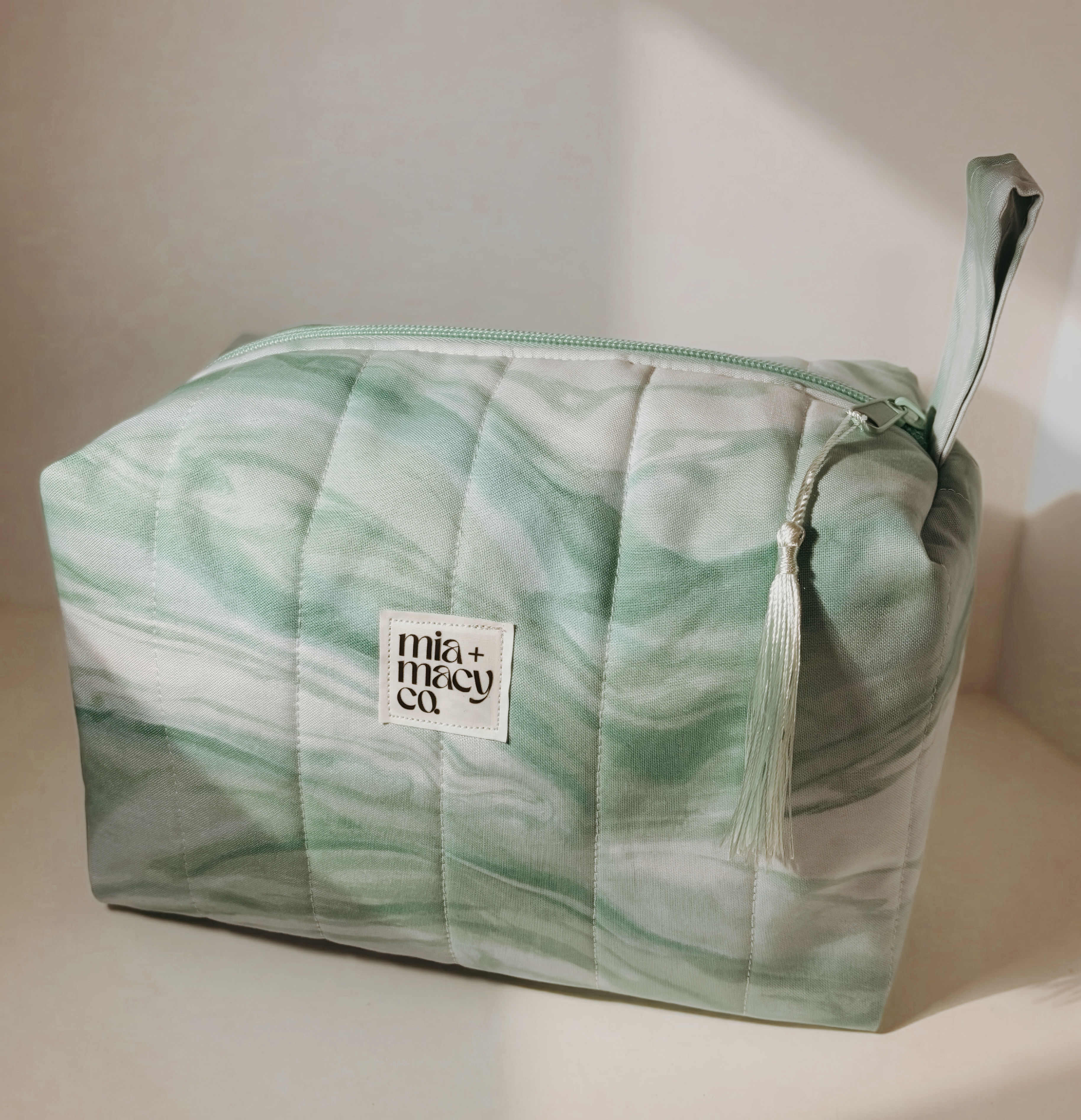 Large Quilted Boxy Bag (Watercolor Waves)
