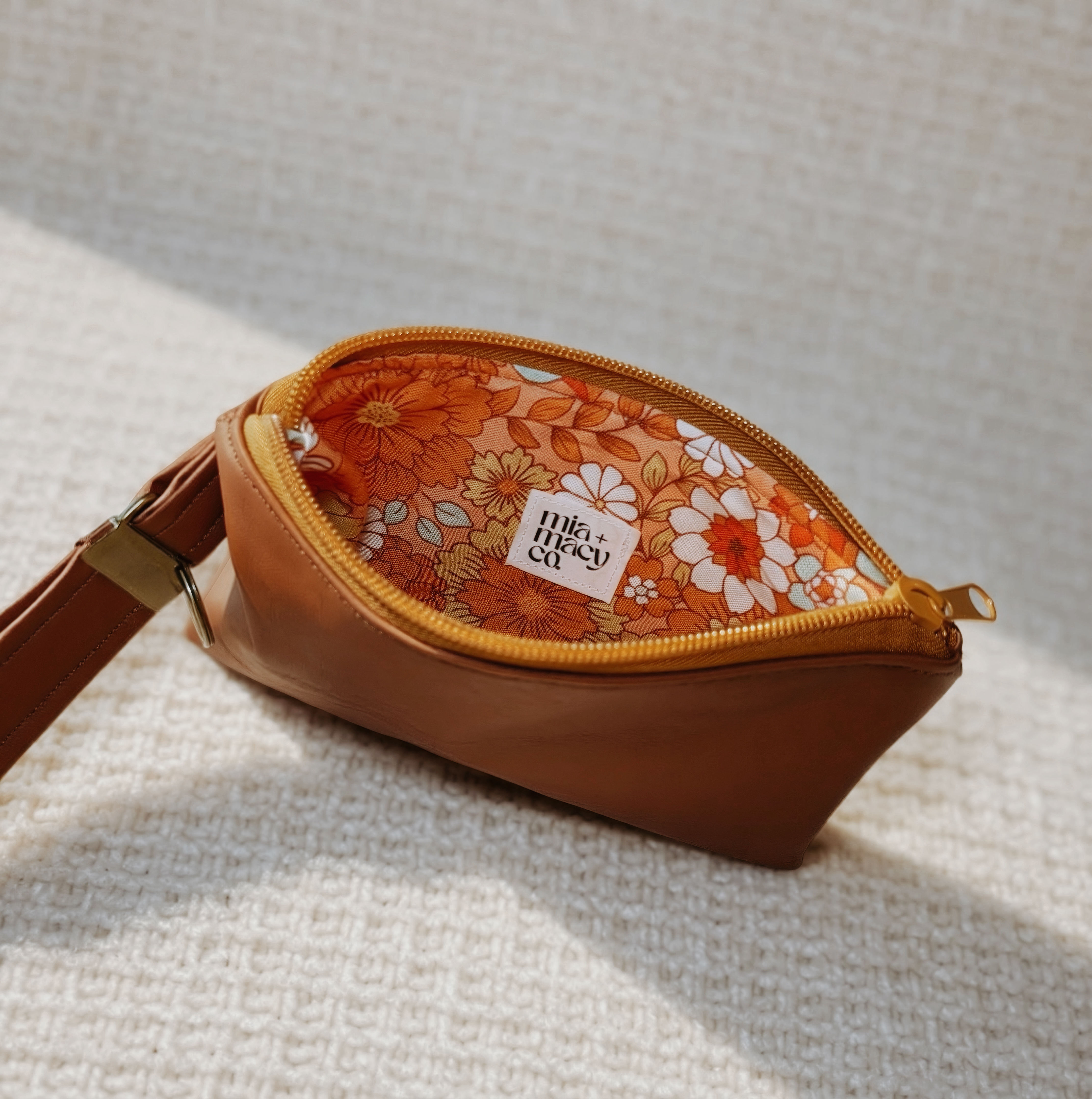 Zip Essentials Wristlet Pouch (Vinyl Leather, Retro Petals)