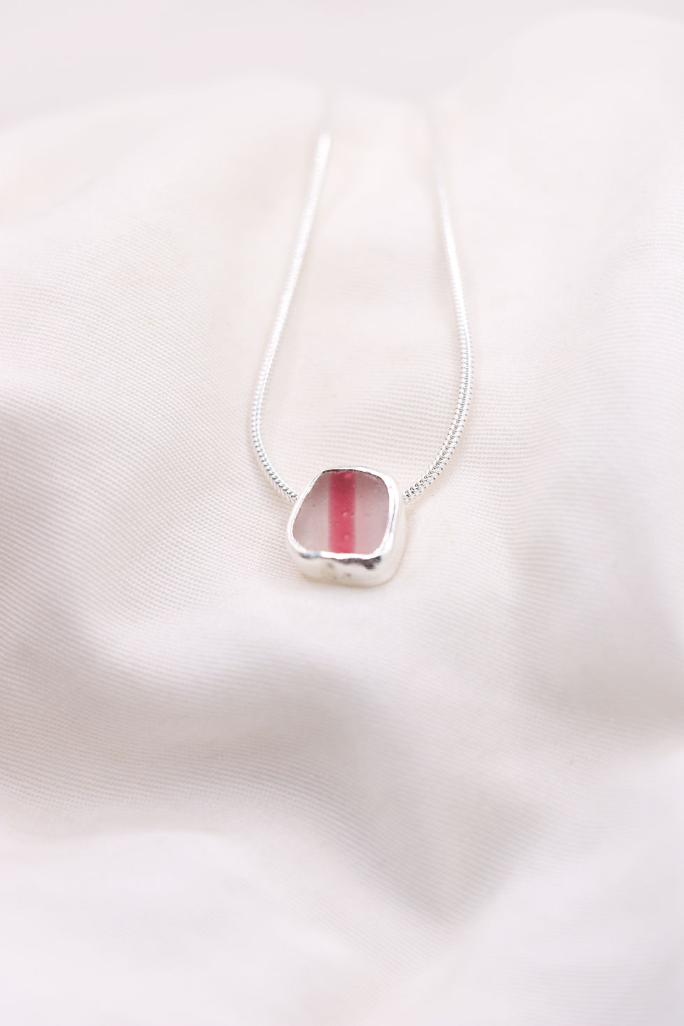 Thumbnail: Pink Stripe - Seaglass Necklace