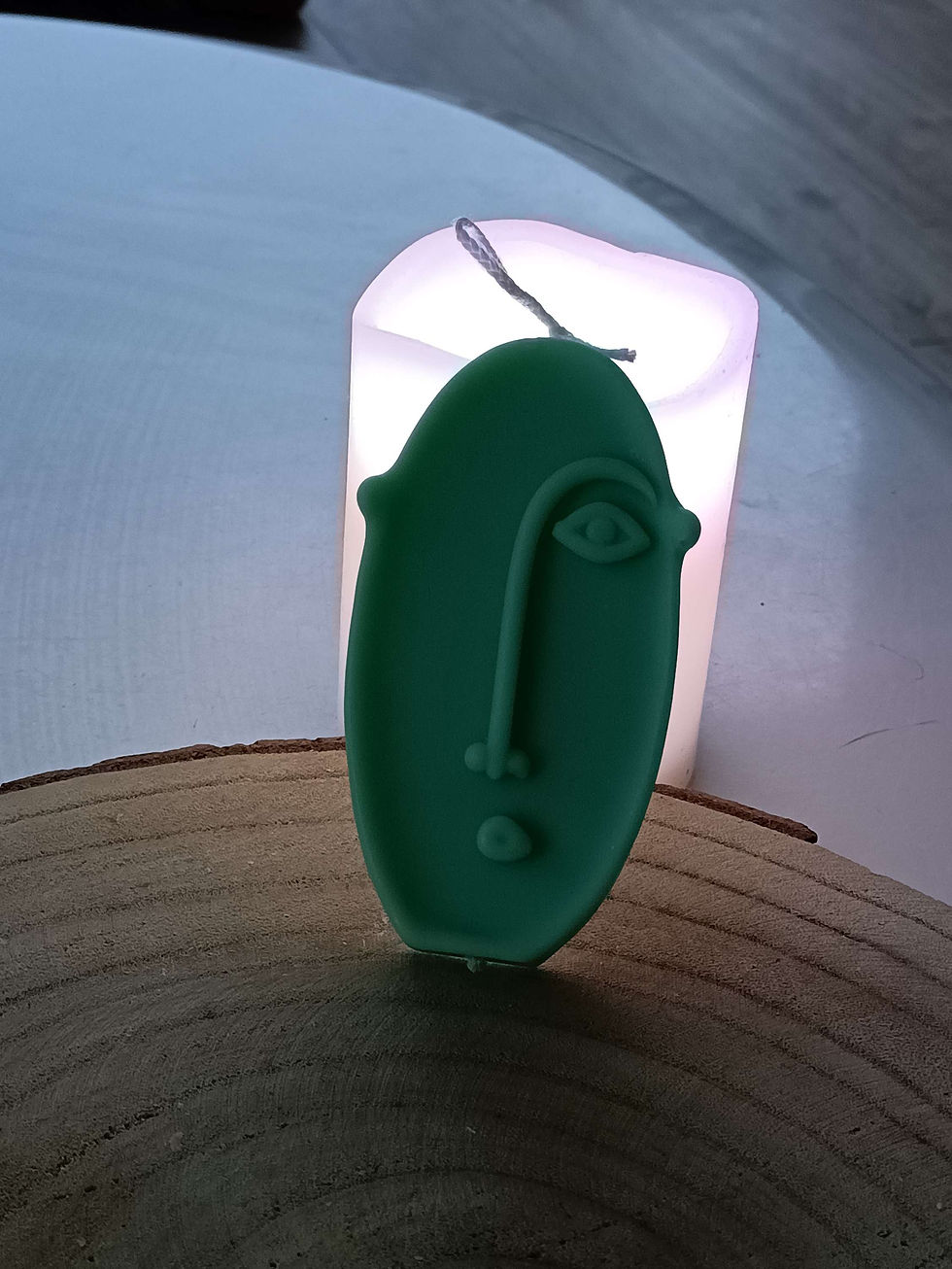 Miniature : Bougie visage abstrait - vert