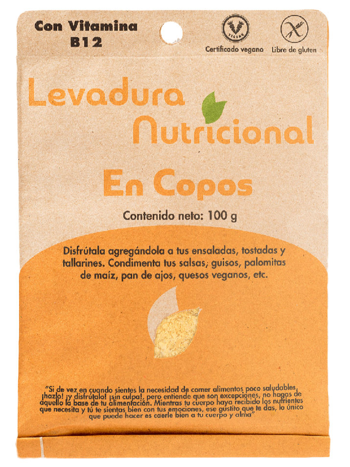 Levadura Nutricional en Copos Dulzura Natural Alto en B12 y Proteínas Envase 100g Vegano