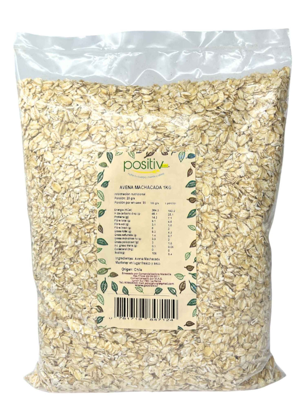 Avena integral machacada Positiv La Florida Macul Ñuñoa Las Condes Peñalolén Peñaflor Providencia Regiones Viña del mar