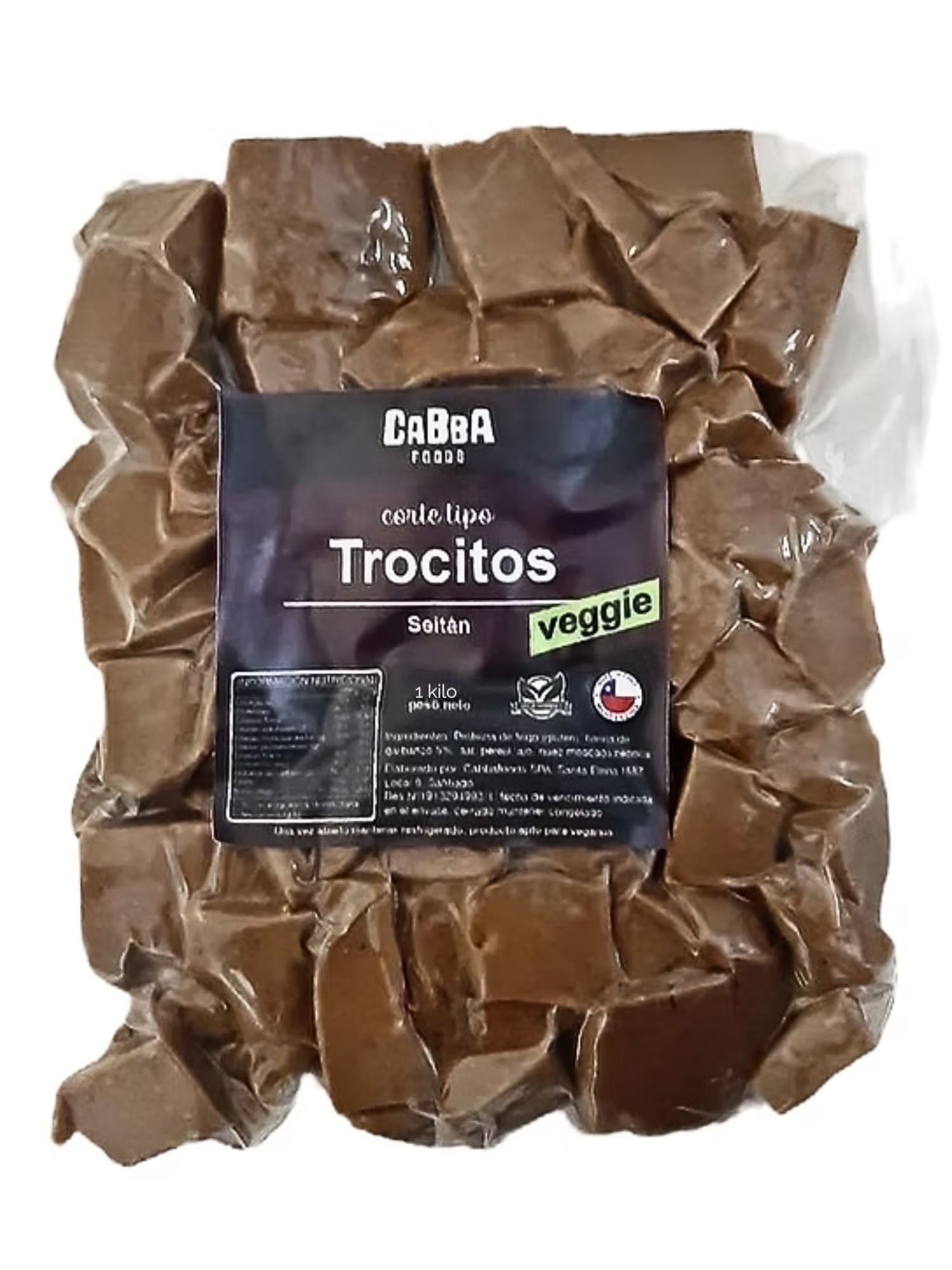 Seitán en trozos envase conveniente de 1 kg, alternativa proteica 100% vegetal.