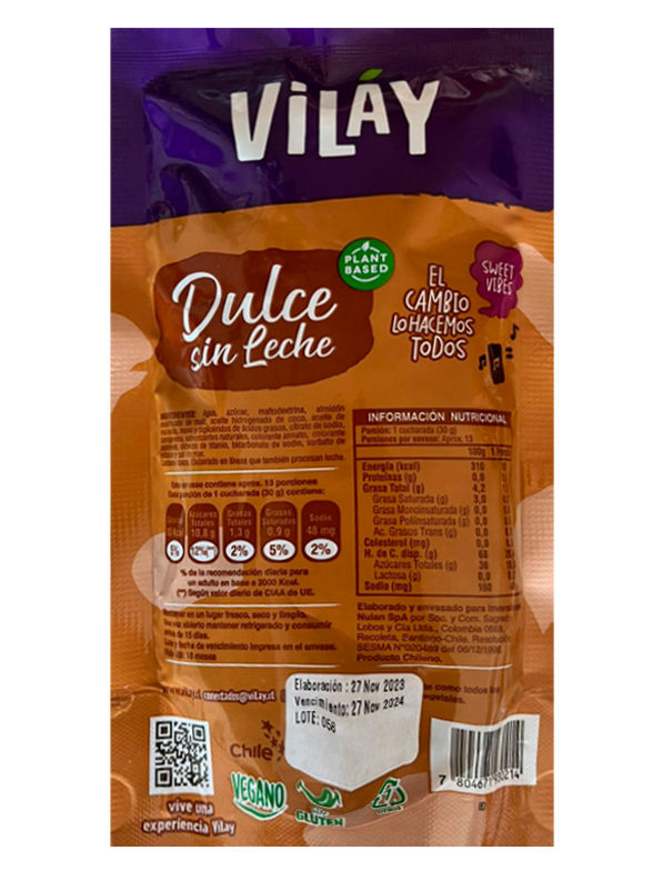 Miniatura: Etiqueta Dulce Sin Leche Vilay Ingredientes Tabla nutricional