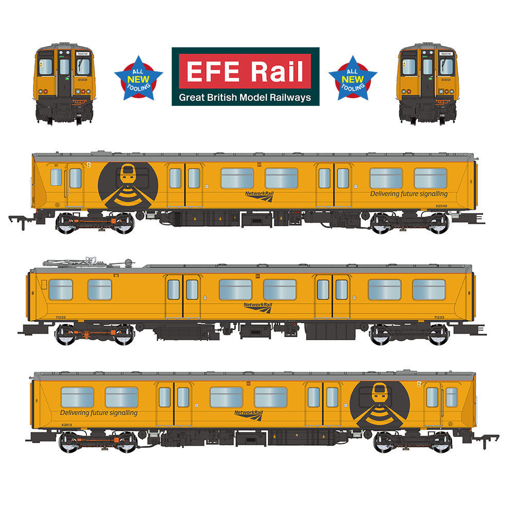 E81009 Class 313 3-Car EMU 313121 Network Rail Yellow