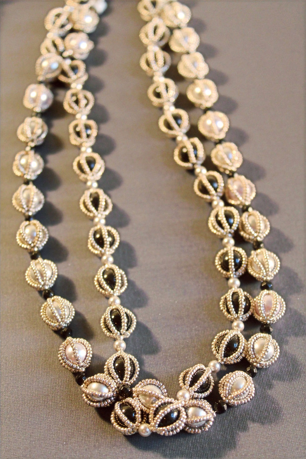 Thumbnail: Black and Silver Pearl Necklace