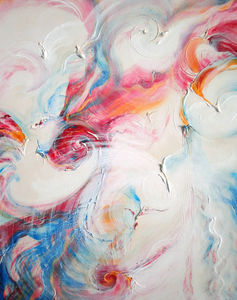 white, pink and blue abstract geometric art representing transformation