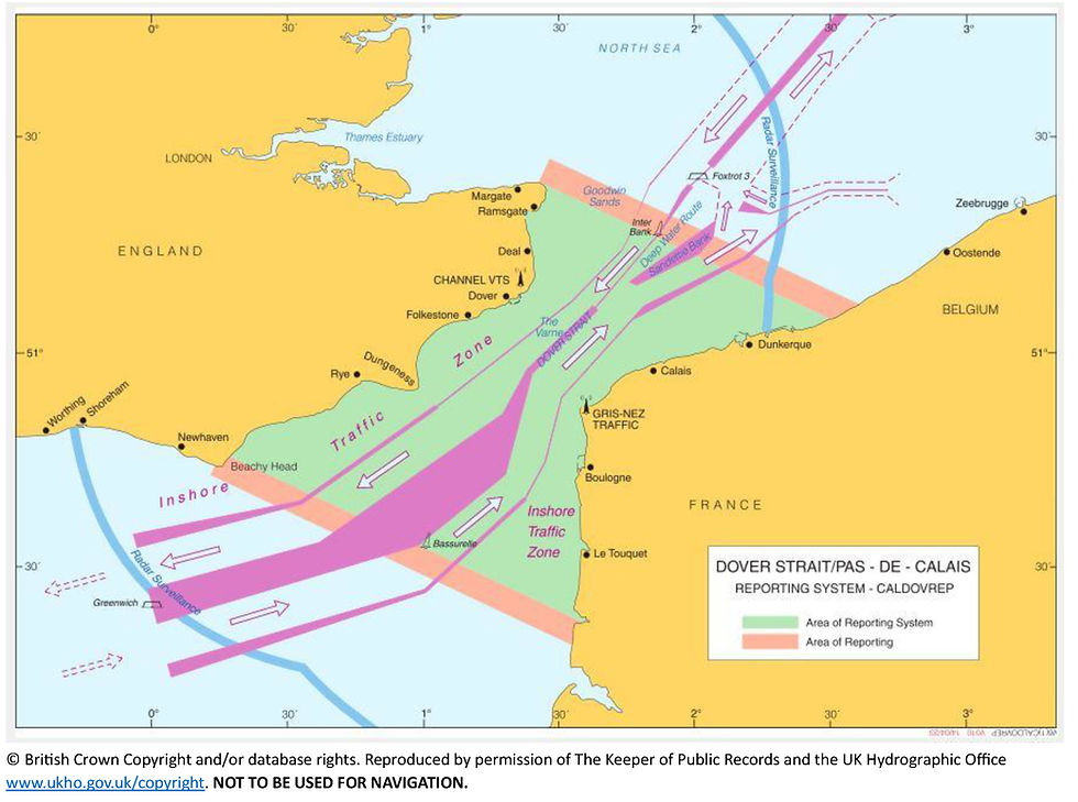 The chart above shows the traffic separation scheme in operation in the Dover Strait.