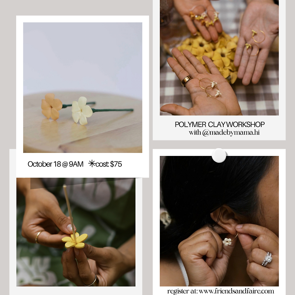 Polymer Clay Workshop- Pua Hair Pick + Earrings || $75