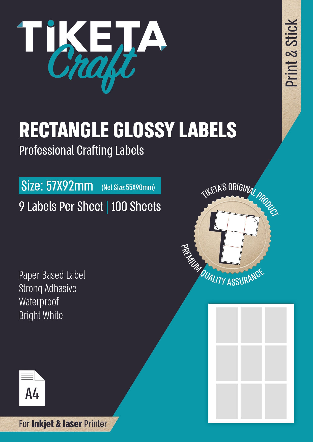 Rectangle Glossy lables 57/92