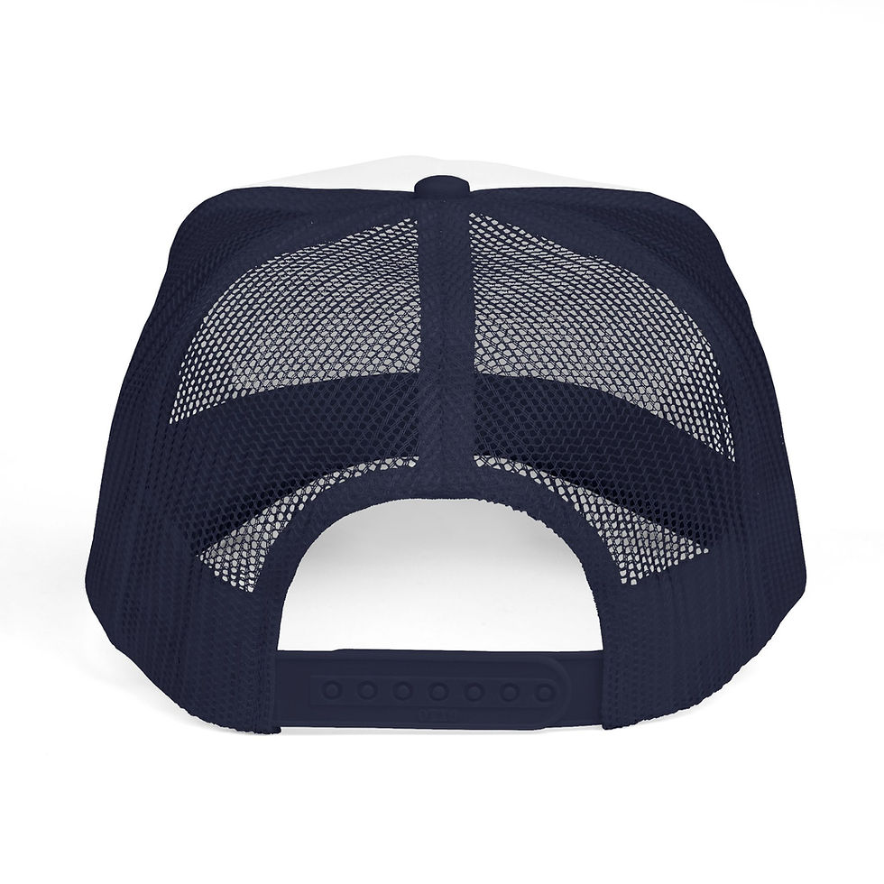 Thumbnail: Back of a navy mesh trucker cap